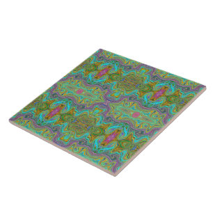 Padrão Trippy Ondulado Azul Água e Laranja
