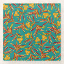 Padrão Tropical com Folhas Vermelhas e Amarelas