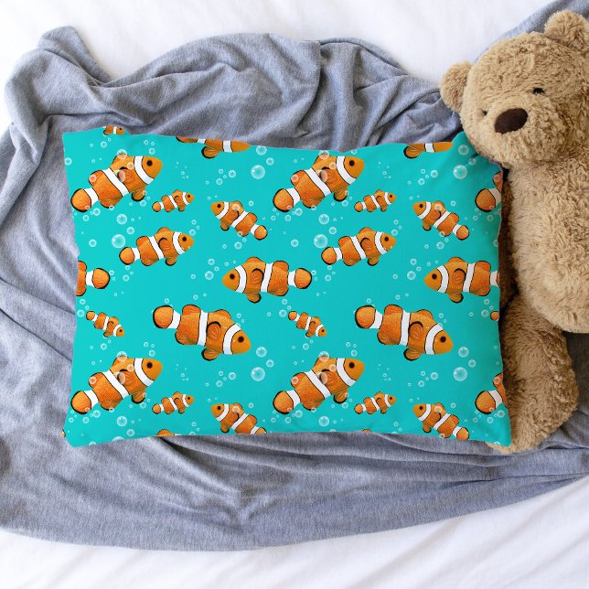 Padrão Tropical de Palhaço e Bolhas (Tropical Clownfish Pattern Pillowcase)