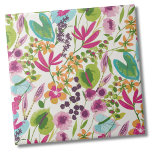 Padrão Tropical Floral Elegante<br><div class="desc">Este impressão bonito parece um impressão floral tropical vintage! Compartilhamentos de cor-de-rosa, roxo, azul, verde, amarelo, laranja, e mais todos misturados. Excelente de presentes ou produtos. Quer queiras usar este azulejo como uma pequena porta copos ou trivit para uma bebida ou prato... ou queres ficar grande com uma pancada de...</div>