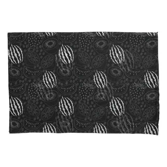 Padrão uniforme em fruta preto e branco Tropical (Frente-Esquerda)