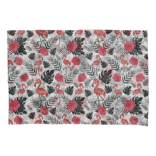 Padrão uniforme Flamingo com fundo floral (Frente-Esquerda)