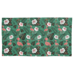 Padrão uniforme Flamingo rosa sobre fundo verde