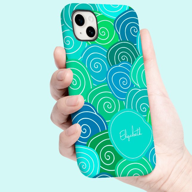 Padrão Verde Azul-Cinto Cinto-Cinto-Quente Persona (Custom Whimsical Vintage Cute Blue Green Pattern Case-Mate iPhone Case)
