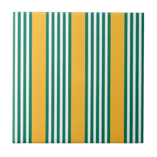 Padrão verde e branco de cinco faixas com amarelo
