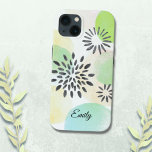 Padrão Verde Personalizado<br><div class="desc">Torne seu telefone único com este bonito estojo decorado com um padrão floral de abstrato em tons de verde. Você pode personalizá-lo mudando o nome ou fazer-o como um monograma. Desenho original © Michele Davies.</div>