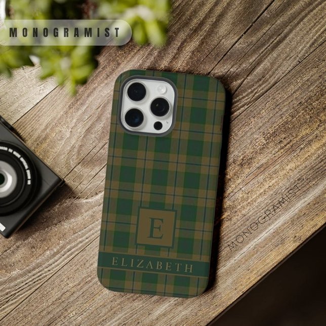 Padrão Verificado de Cor Verde Marrom Personalizad (Custom Tan Brown Green Checkered Pattern iPhone Case
)