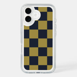 Padrão Verificado Dourado e Marinho Elegante