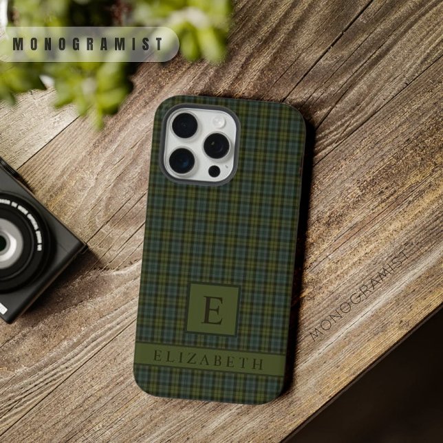Padrão Verificado Verde Azul Claro-Escuro Personal (Custom Light Dark Blue Green Checkered Pattern iPhone Case
)