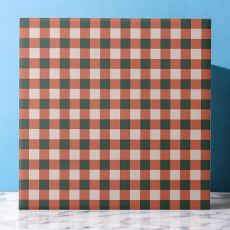 Padrão Verificado Vermelho e Verde Retrominimalist