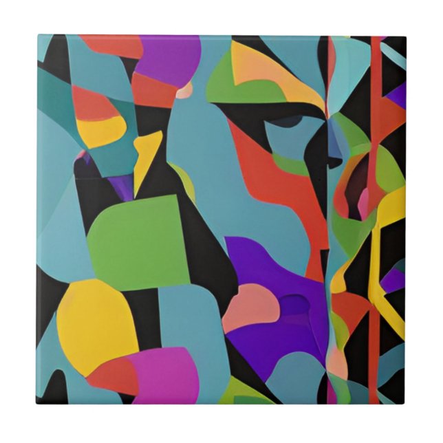 Padrão vermelho azul abstrato de arte colorida (Frente)