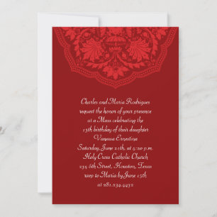 Padrão Vermelho Quinceanera Convites