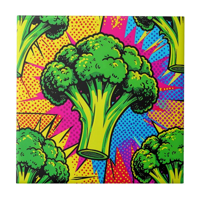 Padrão Vibrante de Brócolis em Arte Pop (Frente)