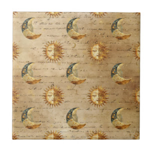 Padrão Vintage de Astrologia Sol Lua Celestial Dou