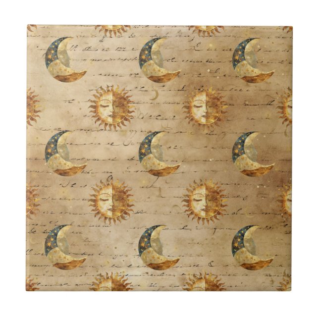 Padrão Vintage de Astrologia Sol Lua Celestial Dou (Frente)