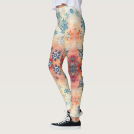 Padrão Vintage Snowflakes - Leggings