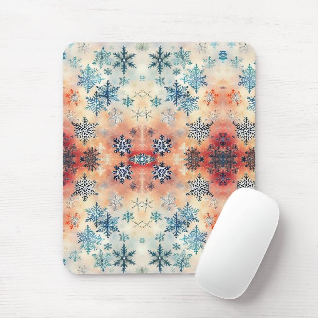 Padrão Vintage Snowflakes - Mousepad (Com mouse)