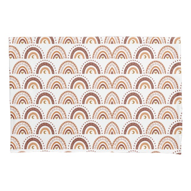Padrão Whimsical Retro Brown Boho Arco-Íris Cuto (Frente)