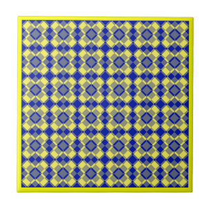 Padrão Xadrez Argyle Amarelo Azul