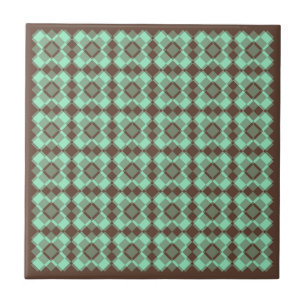 Padrão Xadrez Argyle Marrom Verde