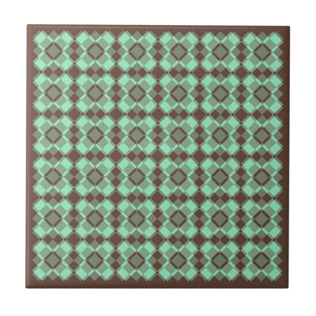 Padrão Xadrez Argyle Marrom Verde (Frente)