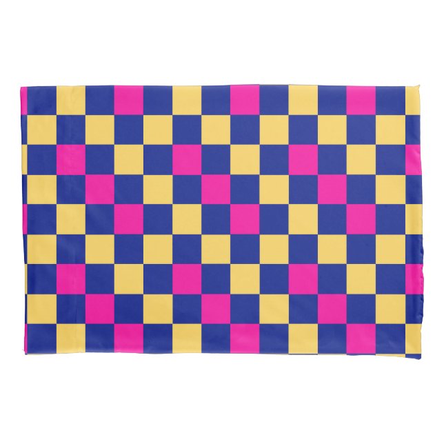 Padrão Xadrez Azul Amarelo Rosa Design  (Frente)