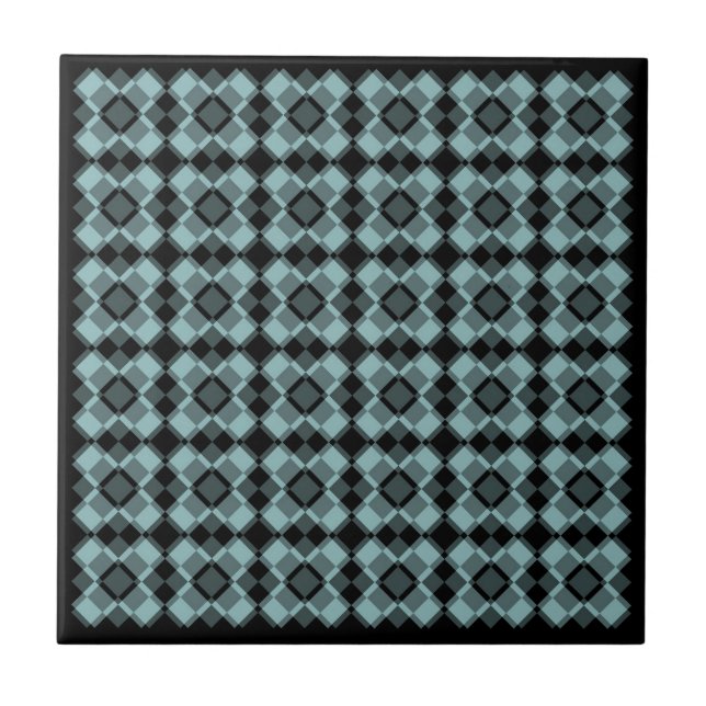 Padrão Xadrez Azul Preto Argyle (Frente)