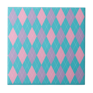 Padrão Xadrez Azul Rosa Roxo Elegante