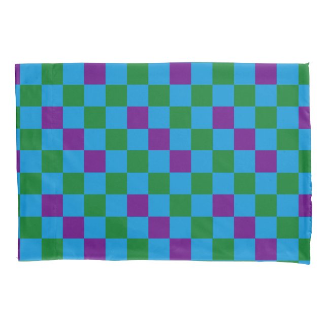 Padrão Xadrez Azul Verde Roxo Design  (Frente)