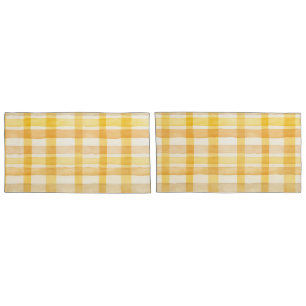 Padrão Xadrez Bonito Amarelo e Laranja em Aquarela