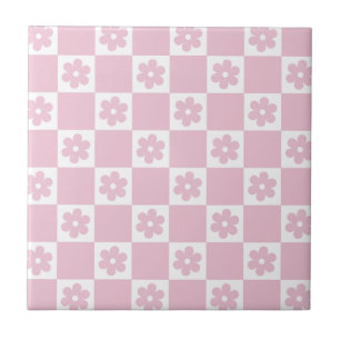 Padrão xadrez de flor rosa