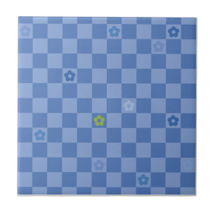 Padrão Xadrez de Flores Nº 01 - Azul Claro