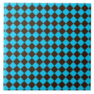 Padrão Xadrez Diamante Azul Marrom