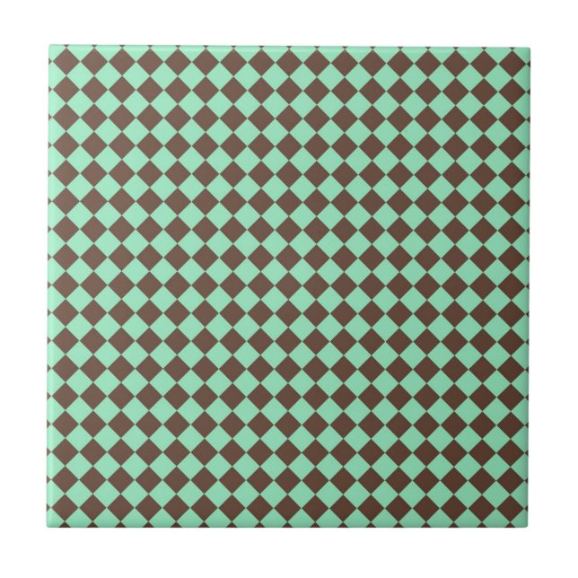 Padrão Xadrez Diamante Verde Marrom (Frente)