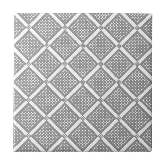 Padrão xadrez geométrico cinza e branco (Frente)