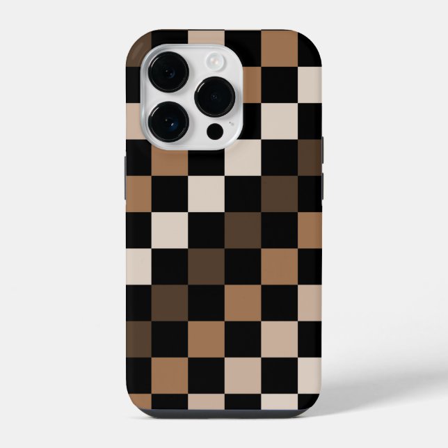 Padrão Xadrez Gingham Marrom Preto (Verso)