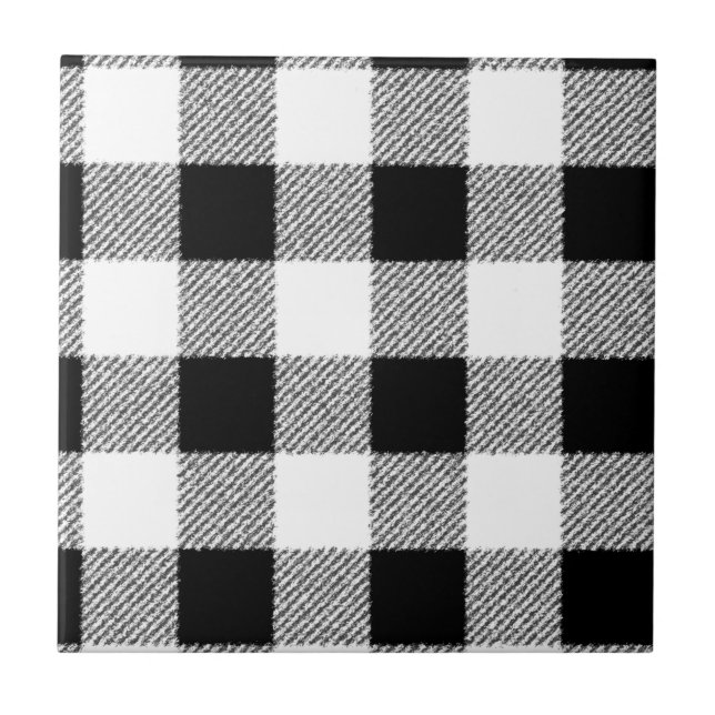 Padrão xadrez gingham preto e branco (Frente)
