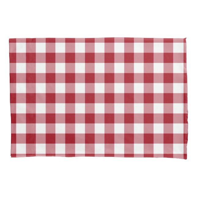 Padrão Xadrez Gingham Vermelho E Branco Clássico (Frente-Esquerda)