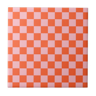 Padrão Xadrez Laranja e Rosa