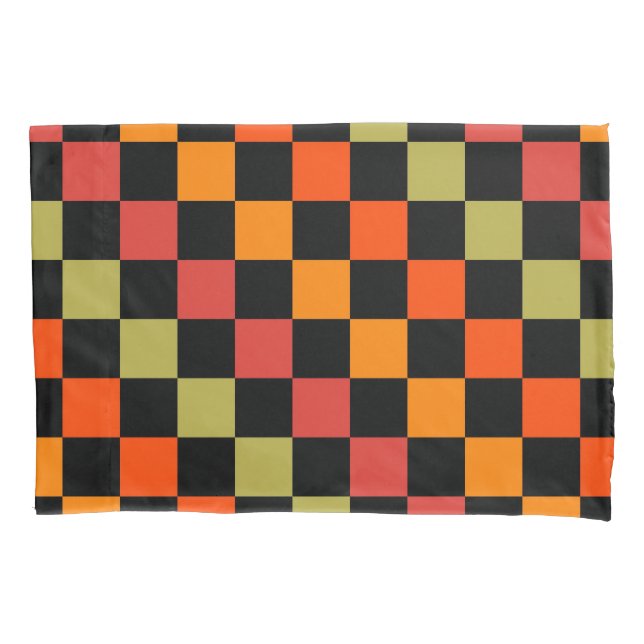 Padrão Xadrez Laranja Preto Gingham (Frente)
