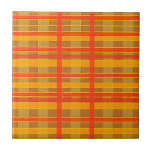 Padrão Xadrez Laranja Vermelho Retro