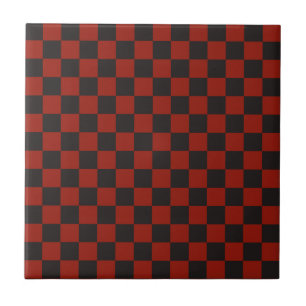 Padrão xadrez preto e vermelho profundo