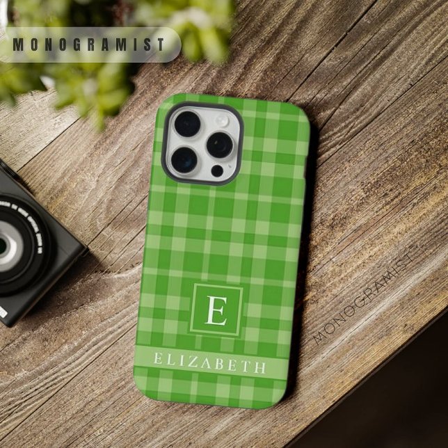 Padrão Xadrez Rosa Pastel Personalizável (Customizable Pastel Peach Pink Checkered Pattern iPhone Case)