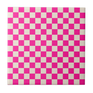 Padrão xadrez rosa quente e bege