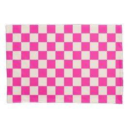 Padrão xadrez rosa quente e bege
