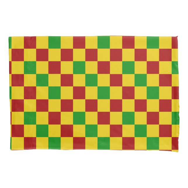 Padrão Xadrez Vermelho Amarelo Verde Design  (Frente)