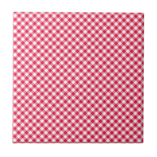 Padrão Xadrez Vermelho e Branco Clássico Rústico