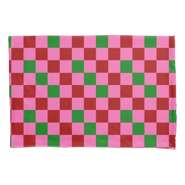 Padrão Xadrez Vermelho Rosa Verde Design  (Frente)