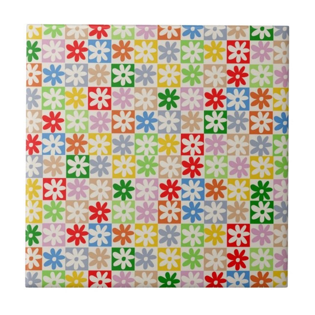 Padrão Y2K de Flor Verificado Colorida (Frente)