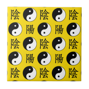 Padrão Yinyang Chinês de Fundo Amarelo